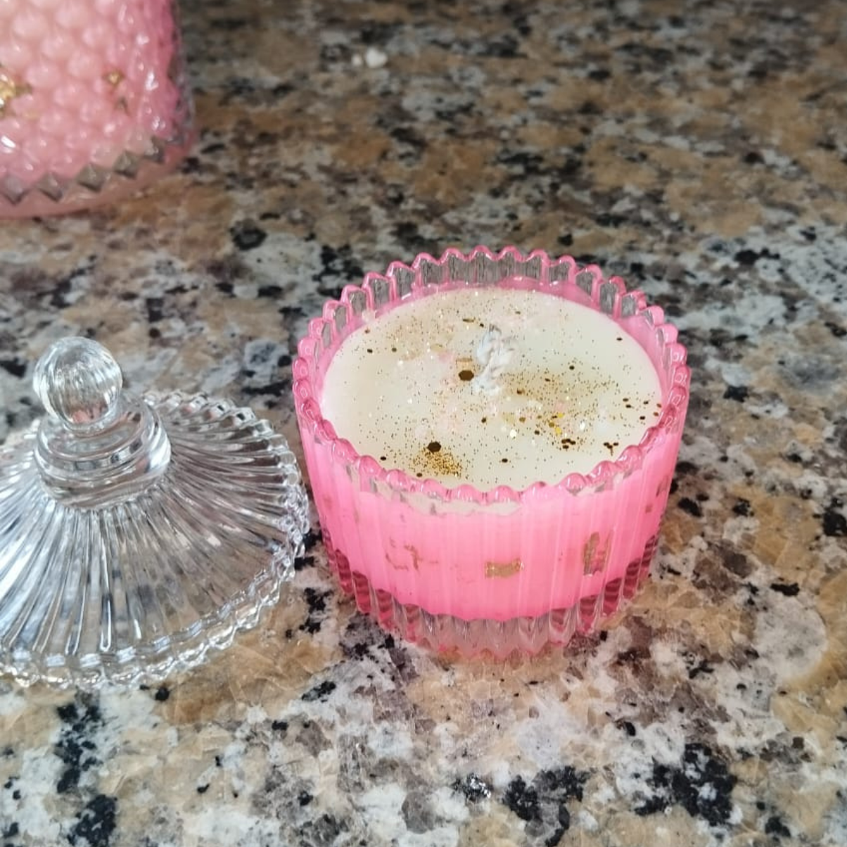Vela Aromática Artesanal em Vidro Decorativo - VELLUTO D’AMORE - Lumina Aura