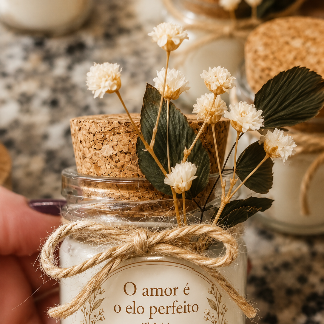 Lembrancinha Mini Vela Aromática Artesanal - Lumina Aura