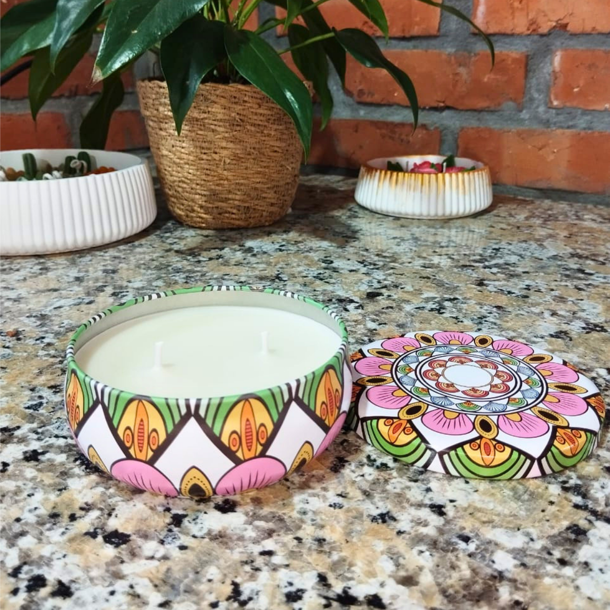 Vela Aromática Artesanal Lata Decorativa - Lumina Aura