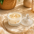 Vela Aromática Artesanal em Vidro Decorativo - PERLA ROSÉ - Lumina Aura