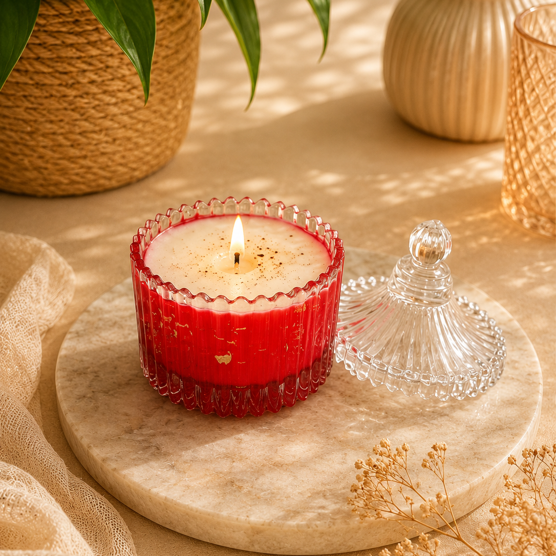 Vela Aromática Artesanal em Vidro Decorativo - DOLCE PASSIONE - Lumina Aura