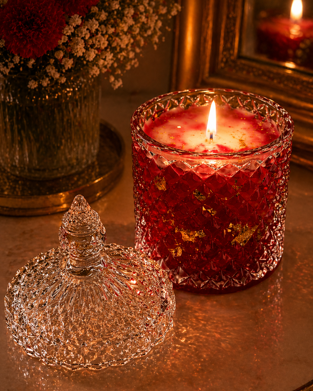 Vela Aromática Artesanal em Vidro Decorativo - DOLCE PASSIONE - Lumina Aura