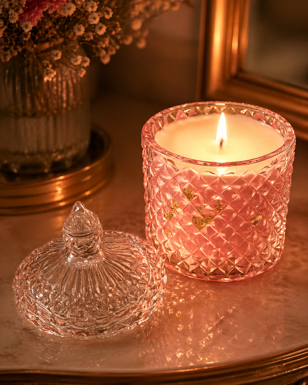 Vela Aromática Artesanal em Vidro Decorativo - VELLUTO D’AMORE - Lumina Aura