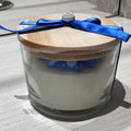 Vela Aromática Artesanal Vidro Tampa Madeira - Lumina Aura
