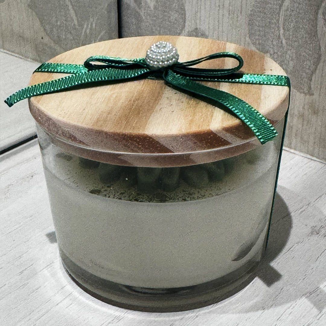 Vela Aromática Artesanal Vidro Tampa Madeira - Lumina Aura