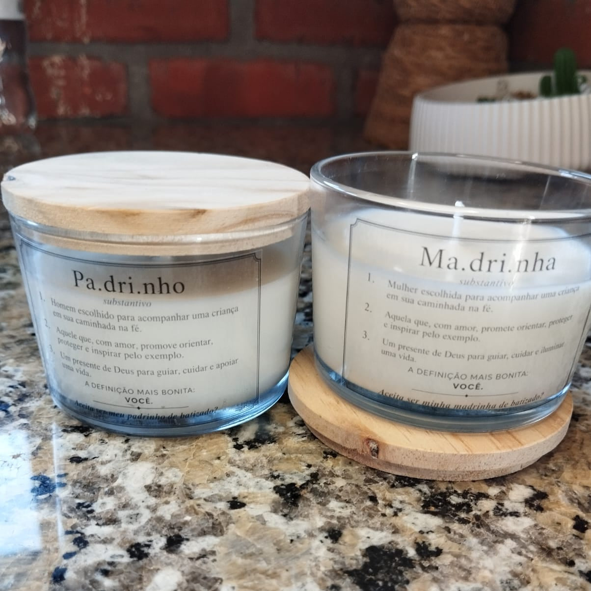 Lembrancinha Vela Aromática Madrinha e Padrinho  | Lumina Aura